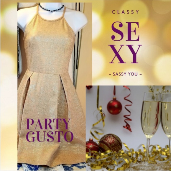 Soprano Dresses & Skirts - Sexy GOLD GLITZY Mini Skater DRESS ~ Soprano spree